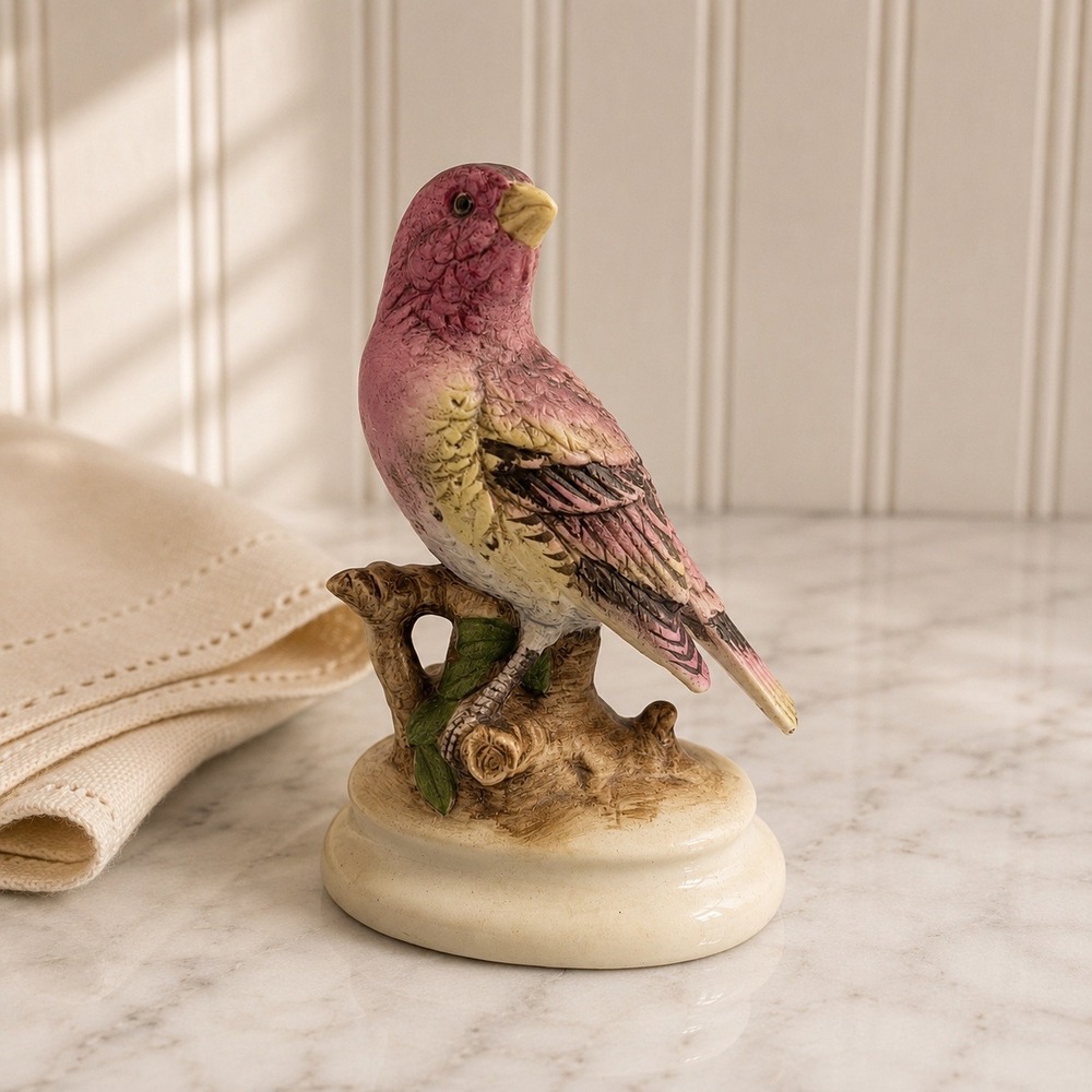 Lefton House Finch KW4206 Bird Figurine Hand Painted Porcelain Vintage China